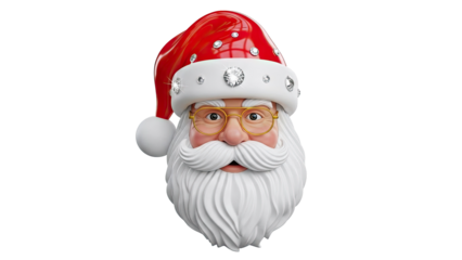 Stylized Santa Claus Head with Diamond-Encrusted Hat