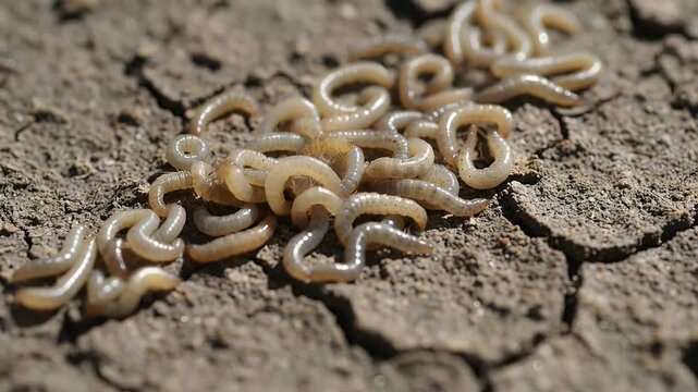 A Cluster of Earthworms on Dry Cracked Earth.