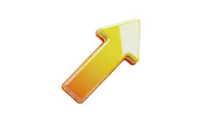 3D Glossy Yellow Arrow Pointing Upwards