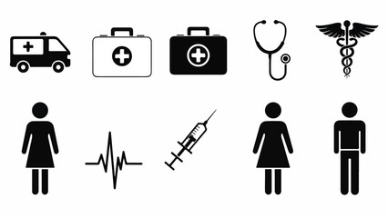 A collection of medical icons on white background © Triono