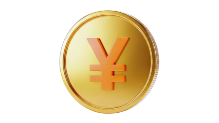 Gold coin with Yen symbol