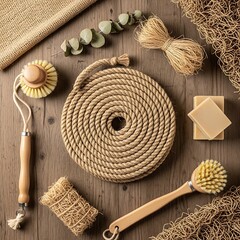 Eco-Friendly Cleaning and Care Products, Sustainable Lifestyle Elements Arrangement