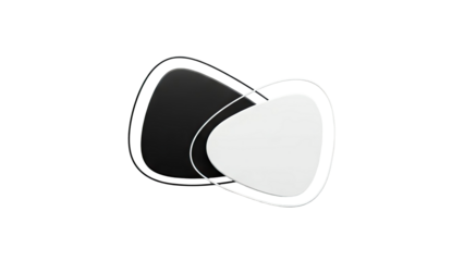 Abstract black and white geometric shapes with outlines