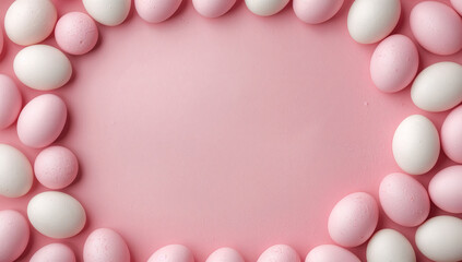 春の行事に使えるピンクのイースターエッグ柄の背景素材.生成AI