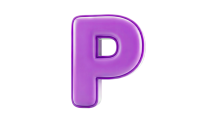 3D Purple Letter P on White Background