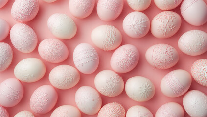 かわいい春の装飾に合うピンク背景のイースターエッグパターン.生成AI