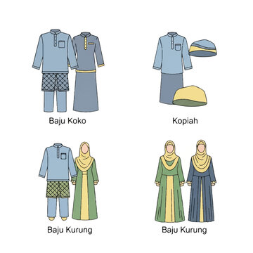 Traditional Malaysian Clothing for Men and Women.