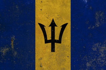 Barbados flag mural style illustration
