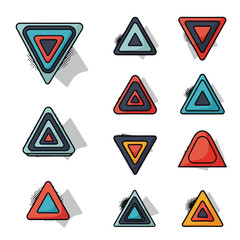 Collection of Colorful Triangle Shapes and Icons.