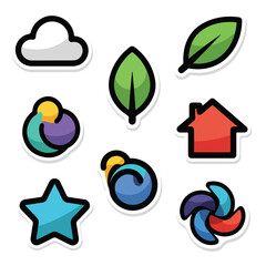 Collection of Simple Cartoon Icons.
