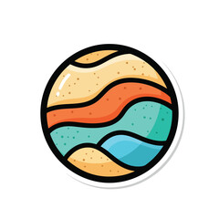 Colorful Abstract Circle with Wavy Lines.