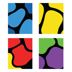Colorful Abstract Shapes in Four Panels.