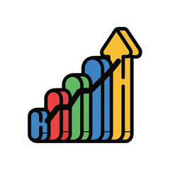 Colorful Bar Graph Showing Upward Trend.