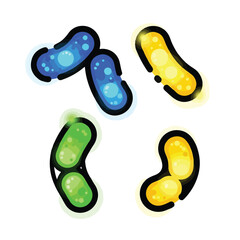 Colorful Bacteria Cells Dividing and Reproducing.