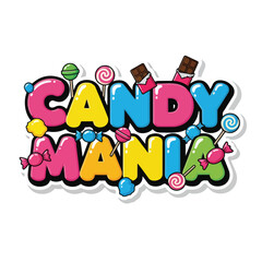 Colorful Candy Mania Text Art Design.
