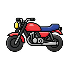 Fototapeta premium A red and blue motorcycle illustration viewed from the side with visible details and a crisp graphic style