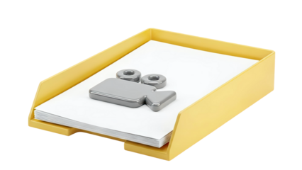 Video Camera Icon in Yellow Paper Tray