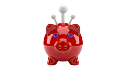 Red Piggy Bank with Antennas