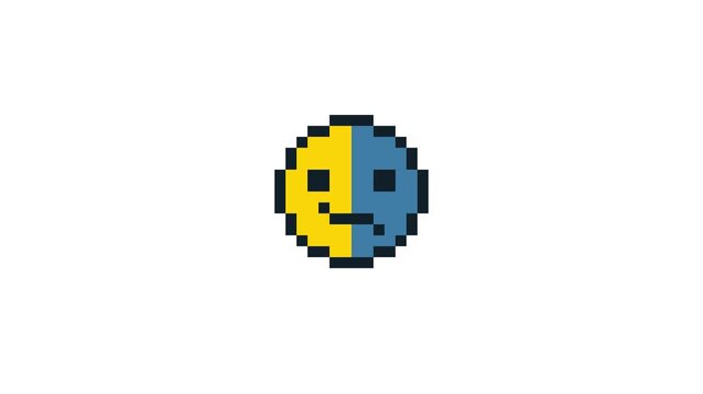 8-bit pixel art smile and sad face. looped animation 4k 30fps