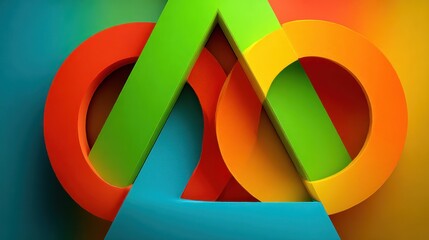 Bold, overlapping shapes create a vibrant, abstract, geometric design