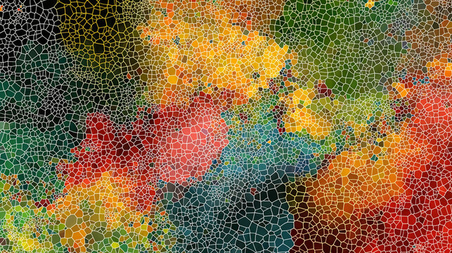 Voronoi Diagram with Spice Market Colors - Abstract Data Art