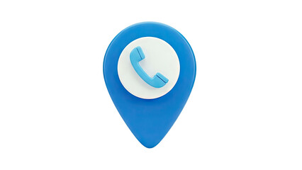 Blue map pin with phone icon
