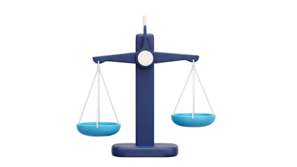 3D Rendering of a Blue Balance Scale on White Background