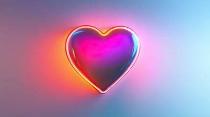 Neon heart icon with a gentle glow sleek modern digital love symbol on transparent background