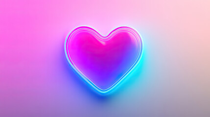 Neon style heart icon with a soft glow modern digital aesthetic romantic love symbol on transparent background