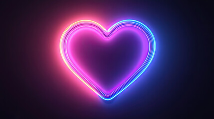 Neon style heart icon with a soft glow modern digital aesthetic romantic love symbol on transparent background
