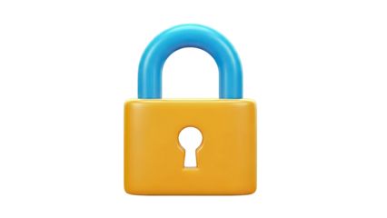 Orange and Blue 3D Padlock Icon