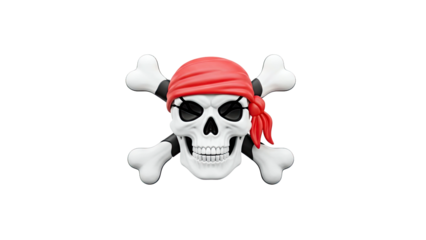 Pirate Skull and Crossbones with Red Bandana