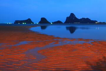 The view of Prachuap Bay during the time when the sea level recedes, revealing the sandy beach.
Prachuap Khiri Khan Province. THAILAND