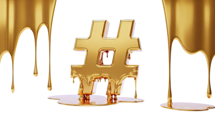 Golden Hashtag Dripping Liquid Gold