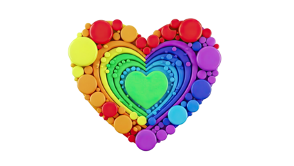 Rainbow Heart Sculpture Made of Colorful Circles