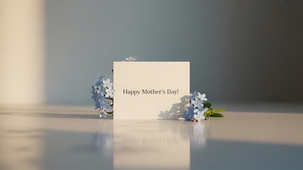 Happy Mothers Day card with delicate blue flowers