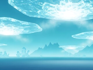 Fototapeta premium Serene Fantasy Landscape with Clouds and Mountains