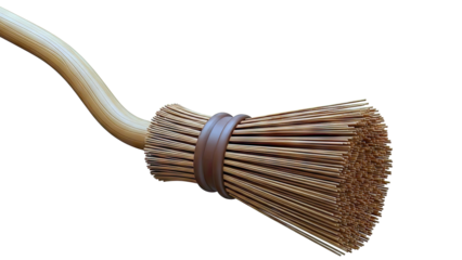 Brown Broom with Wooden Handle