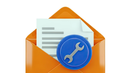 Envelope with Document and Wrench Icon