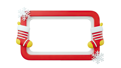 3D Christmas Frame with Stockings and Snowflakes