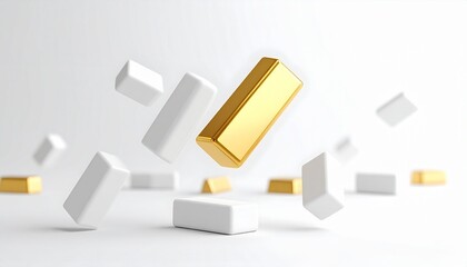 Golden opportunity rising among white blocks in modern business setting