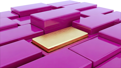 Gold Bar Surrounded by Magenta Blocks