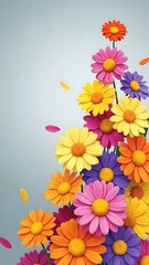 Vibrant colorful flowers blooming together