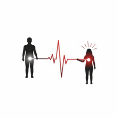 Fototapeta premium Connected couple heartbeat line graphic