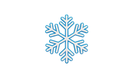 Blue and white snowflake icon on a white background