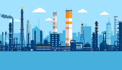 Industrial Plant and Factory Landscape Illustration