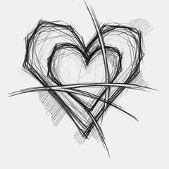 Obraz premium Abstract Hand Drawn Heart Sketch with Lines