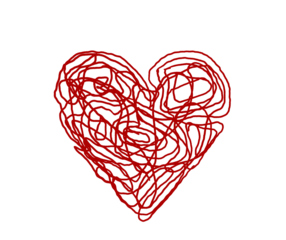 Abstract Red Scribble Heart Line Art Illustration Isolated on Clear Background
