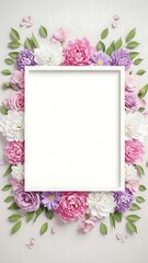 Floral frame with blank white space for customization
