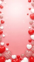 Valentine's day background with red and white hearts
